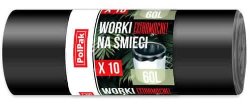 Šiukšlių maišai POLPAK juodi 28 mikronų, 60L, 10vnt