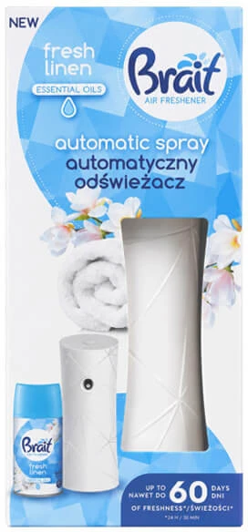 Oro gaiviklio BRAIT rinkinys Fresh Linen 250ml su automatiniu baltu dozatoriumi
