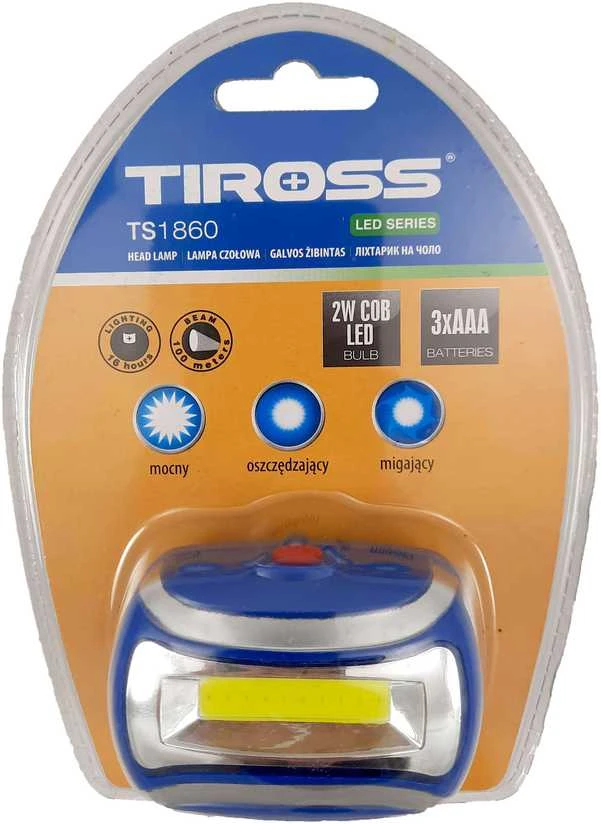 TIROSS PRIEKINIS LEMPAS 2W COB LED 3xAAA / BE Akumuliatoriaus
