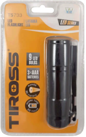Prožektorius su elementais (3*AAA), 9 LED, TS-733