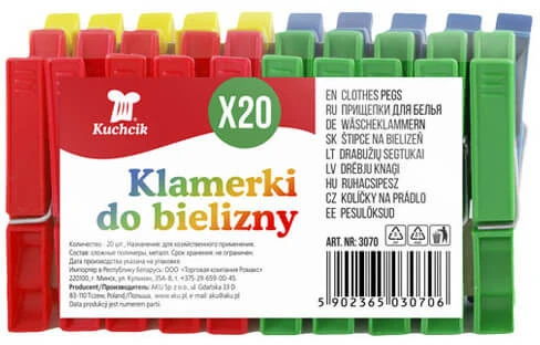 Segtukai skalbiniams KUCHCIK 20vnt
