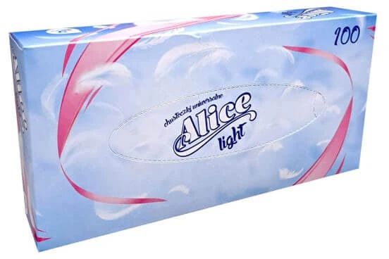 Servetėlės dėžutėje ALICE 100 vnt, 2 sluoksniai, celiuliozė