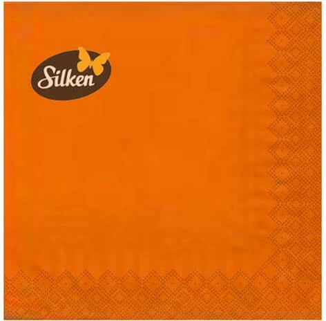 Silken Stalo servetėlės ORANŽINĖ 33x33, 3 sluoksniai, 20vnt