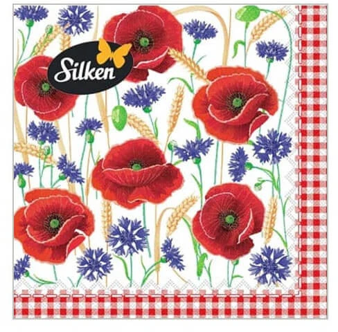 Silken Stalo servetėlės Decor AGUONOS 33x33cm, 16vnt