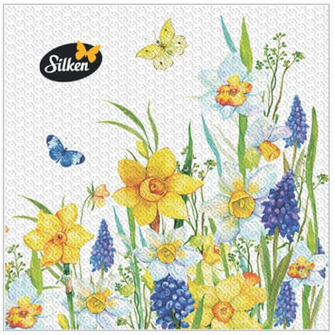 Silken Stalo servetėlės Decor Narcizai 33x33cm, 2 sluoksniai, 16vnt