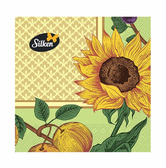Silken Stalo servetėlės Decor Saulėgrąža 33x33cm, 3 sluoksniai 18vnt