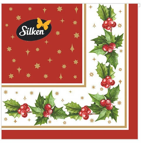 Silken Stalo servetėlės Kalėdinis Ornamentas 33x33cm, 3 sluoksniai