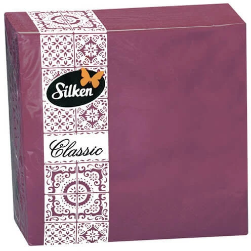 Silken Stalo servetėlės vienspalvės BORDO 33x33cm, 2 sluoksniai 50vnt