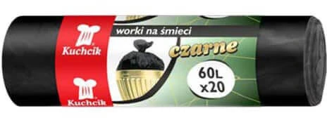 Šiukšlių maišai Kuchcik juodi 7 mikronų, 60L, 20vnt