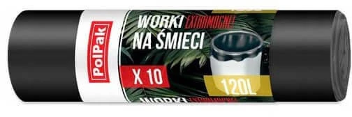 Šiukšlių maišai POLPAK juodi 30 mikronų, 120L, 10vnt