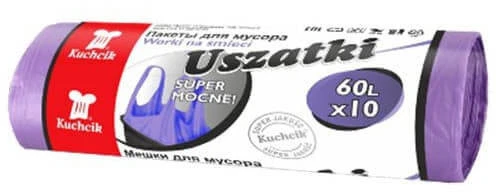 Šiukšlių maišai su rankenomis Kuchcik violetiniai 13 mikronų, 60L, 10vnt