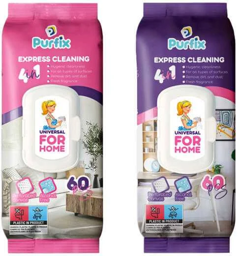 Sunvita Group Drėgnos servetėlės įvairiems paviršiams Purfix 60vnt
