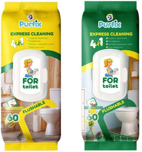 Sunvita Group Drėgnos servetėlės tualeto paviršiams Purfix 60vnt
