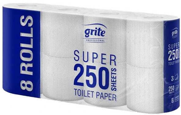 Tualetinis popierius GRITE Super Mini 250 lapelių, 8 ritinėliai, 3 sluoksniai