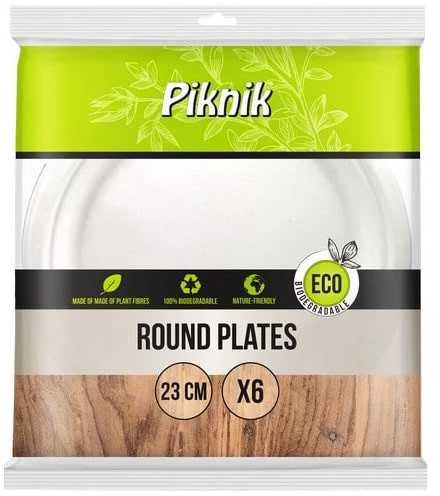 Vienkartinės lėkštės iš cukranendrių Piknik ECO 6vnt