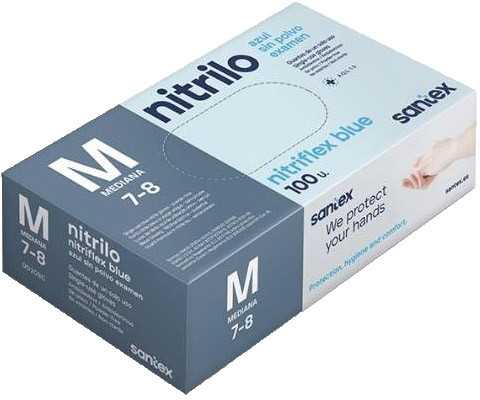 Santex Nitriflex Mėlyna - vienkartinės nitrilinės pirštinės, mėlynos, 3.5g (100vnt.) - M