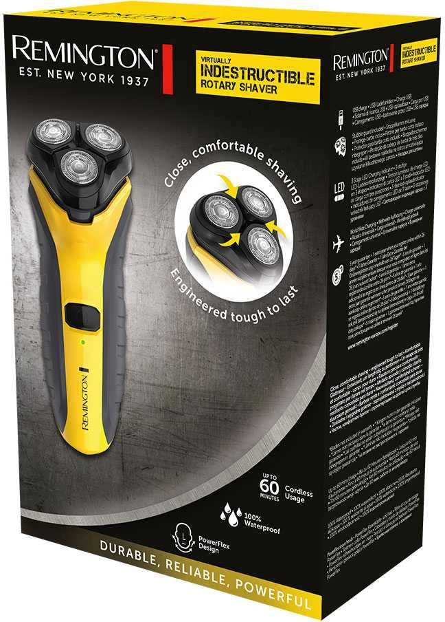 Barzdaskutė Remington | Rotary Shaver | PR1855 Virtually Indestructible | Cordless | Geltona/Juodas