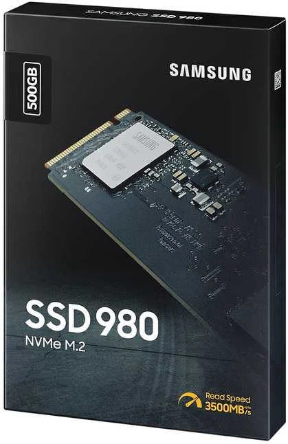 Kietasis diskas Samsung V-NAND SSD 980 500 GB, SSD form factor M.2 2280, SSD sąsaja M.2 NVME, Rašymo greitis 3000 MB/s, Skaitymo greitis 3500 MB/s