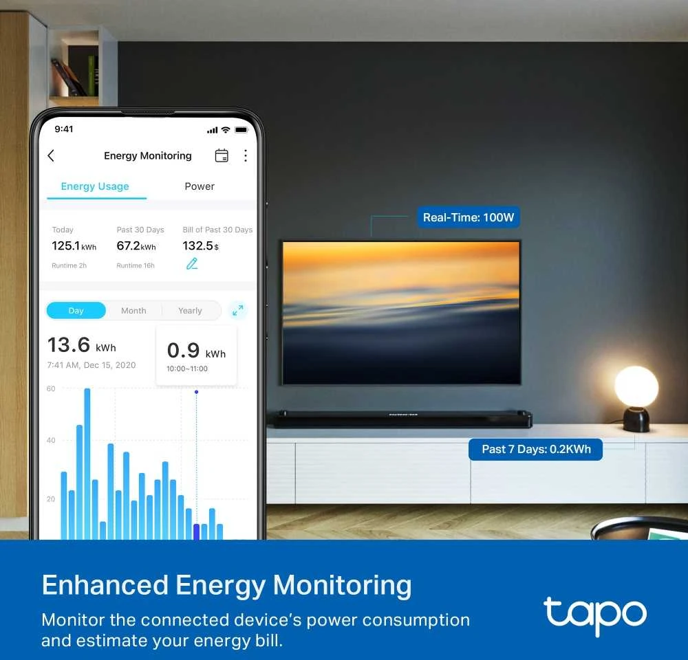 TP-LINK | Mini Smart Wi-Fi Socket | Tapo P110 | Baltas