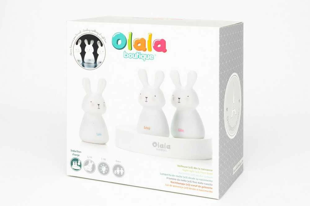 Olala Boutique 3 LED lovos lempų rinkinys „Olala“ - zuikis, lengvas kelias