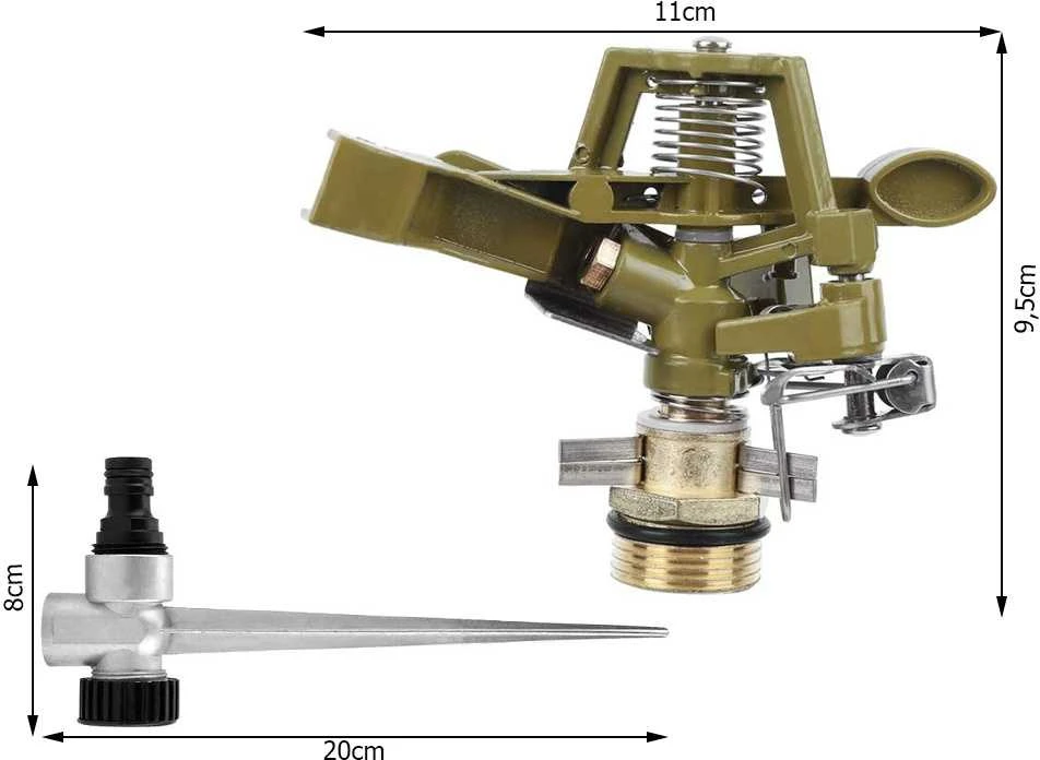 Verk Group Metalinis impulsinis vejos purkštuvas 360° su smaigu (VERK01952)
