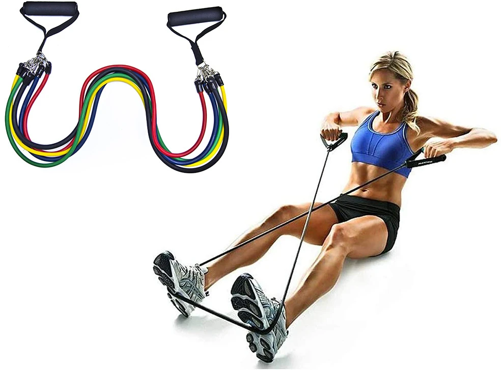 Exercise bands set of 5 resistance bands expander