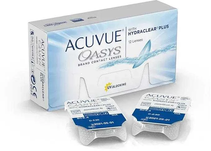 "Acuvue Oasys Hydraclear" kontaktiniai lęšiai, keičiami 2 savaites -2.25 BC/8.4 12 vienetų