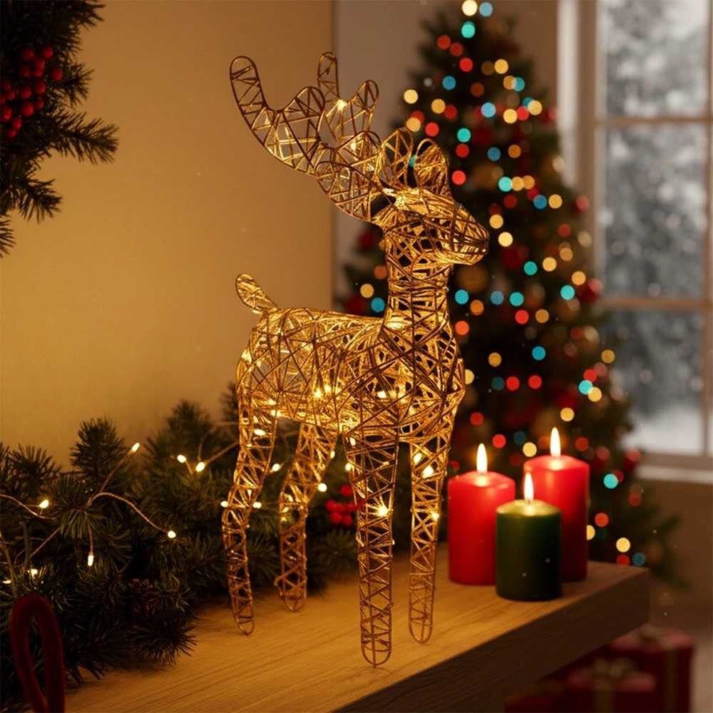 Apšviestas elnias LED dekoracija 37 cm