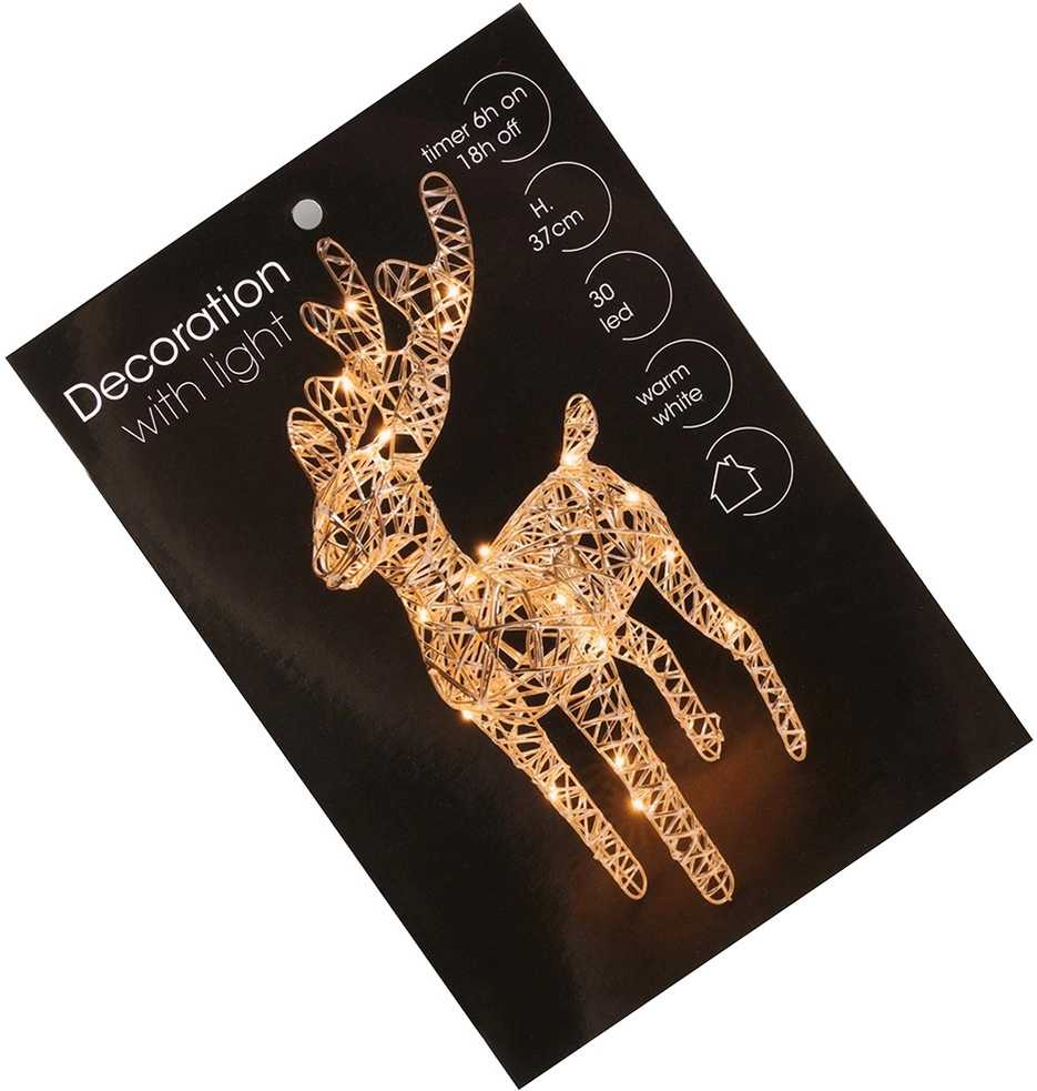 Apšviestas elnias LED dekoracija 37 cm