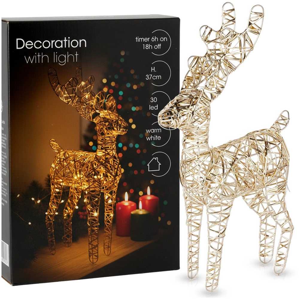 Apšviestas elnias LED dekoracija 37 cm