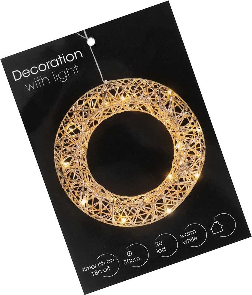 None Apšviestas kalėdų vainikas 30 cm su 20 LED