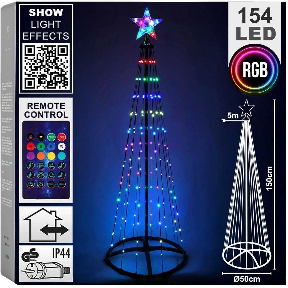 Christmas Decoration Apšviestas LED Kalėdų medis 150 cm su 154 RGB LED
