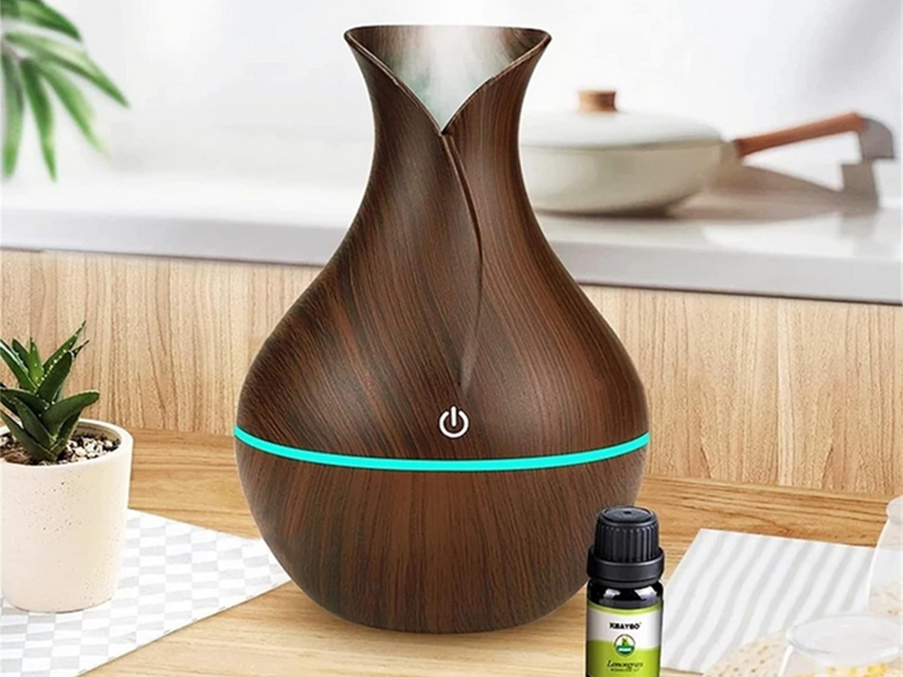Oro drėkintuvas su aromaterapijos funkcija, RGB apšvietimu ir USB maitinimu, 200 ml