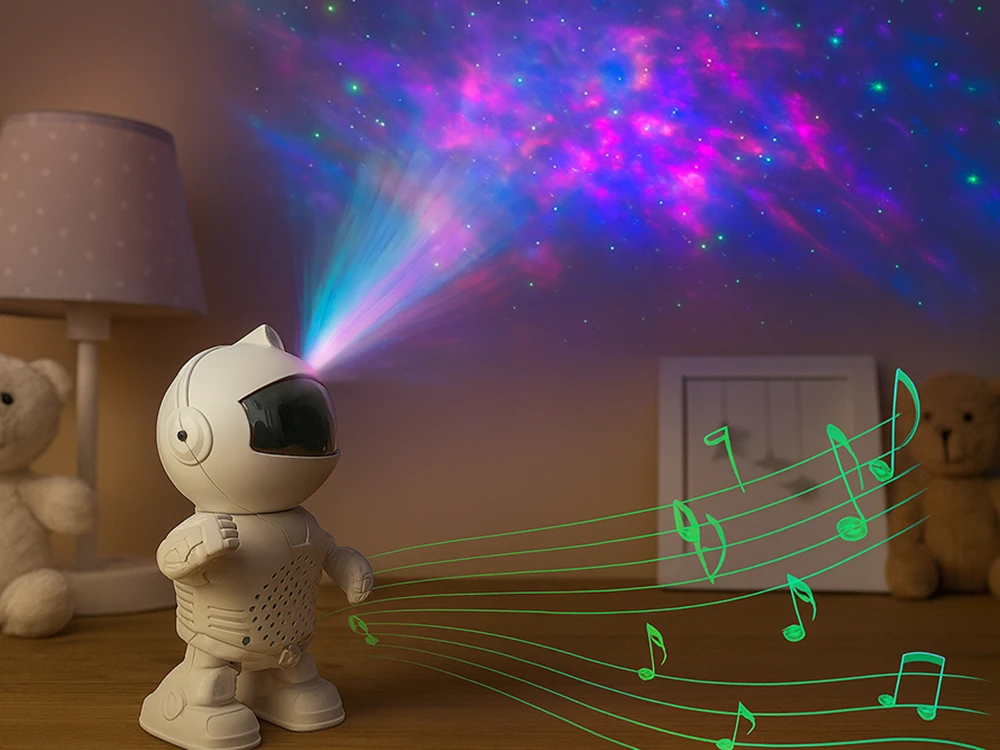 Žvaigždžių projektorius astronautas lemputė su muzika