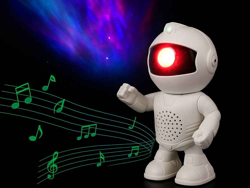 Žvaigždžių projektorius astronautas lemputė su muzika