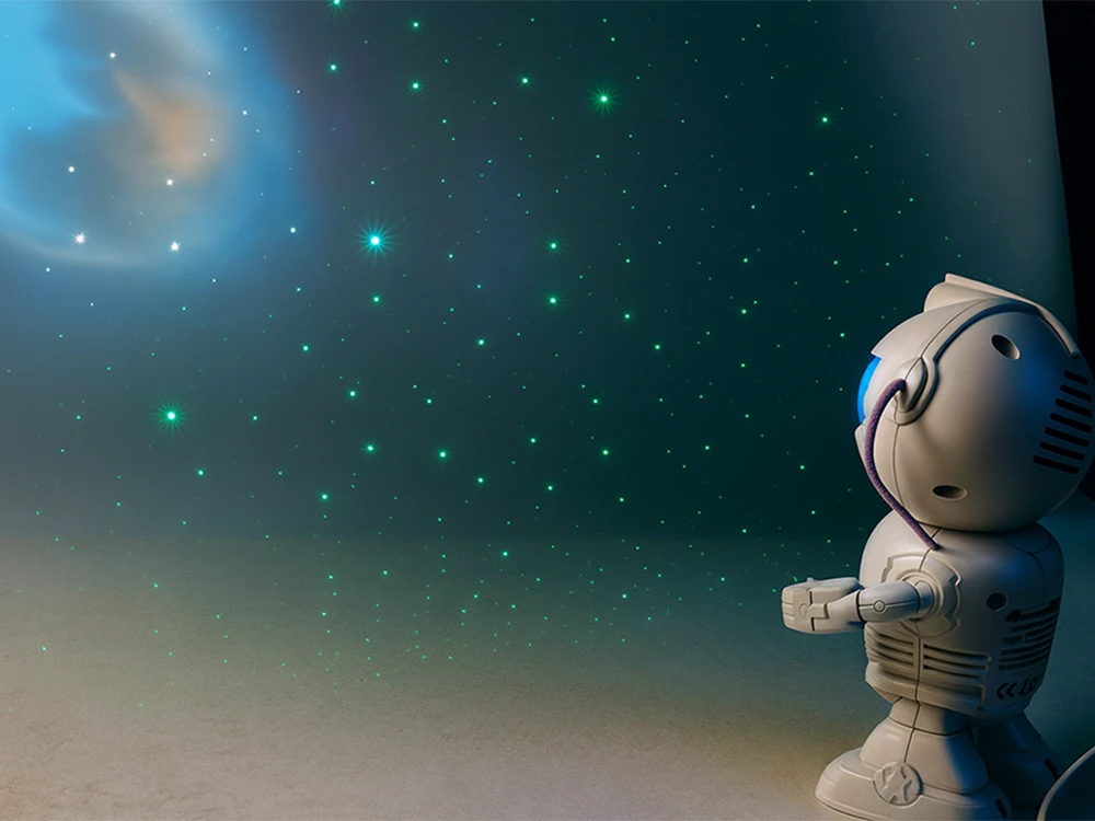 Žvaigždžių projektorius astronautas lemputė su muzika