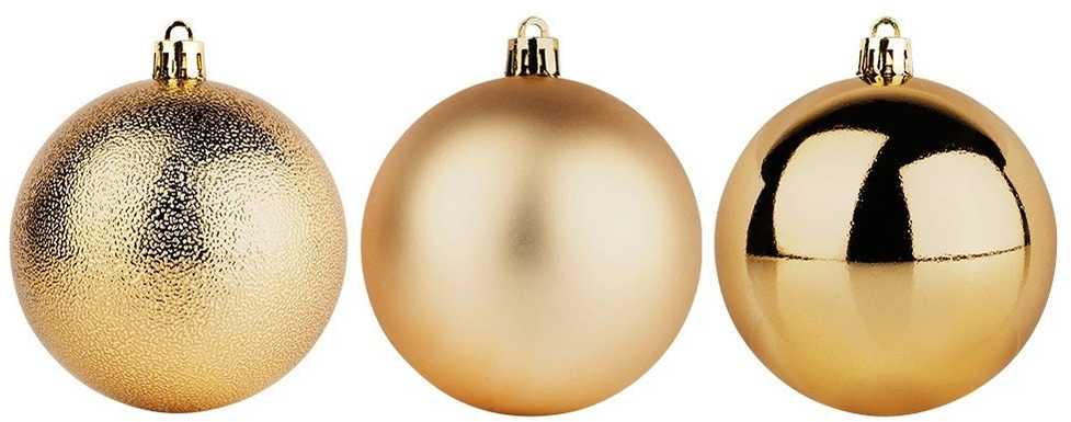 Aukso spalvos Kalėdų ornamentai, 8 cm, 5 vnt.