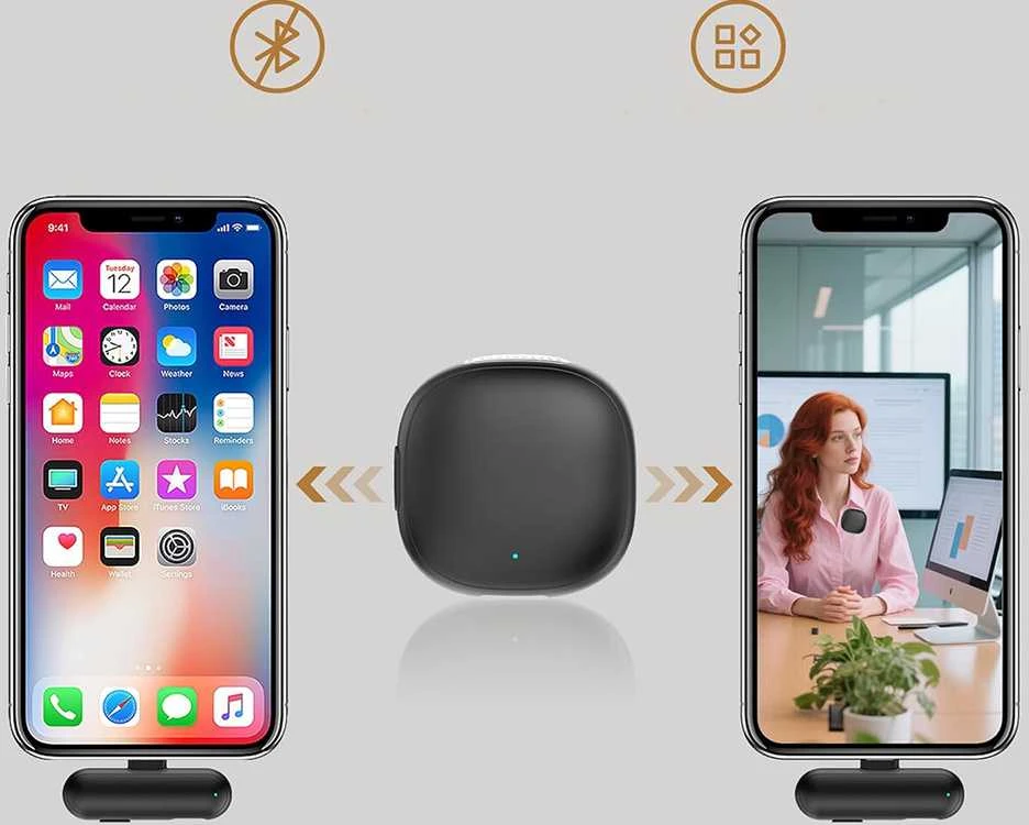 Ausinės 2 vnt. Belaidžių mikrofonų, skirtų „Iphone“ telefonui ir kompiuteriui su usb-c jungtimi