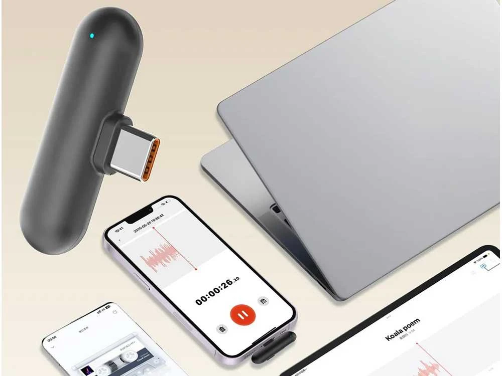 Ausinės 2 vnt. Belaidžių mikrofonų, skirtų „Iphone“ telefonui ir kompiuteriui su usb-c jungtimi