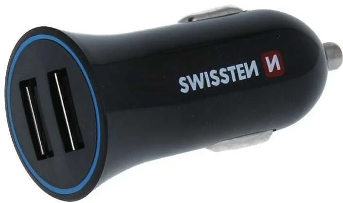 Automobilių įkroviklis 2.4a 2x USB + USB-C Swissten Cable