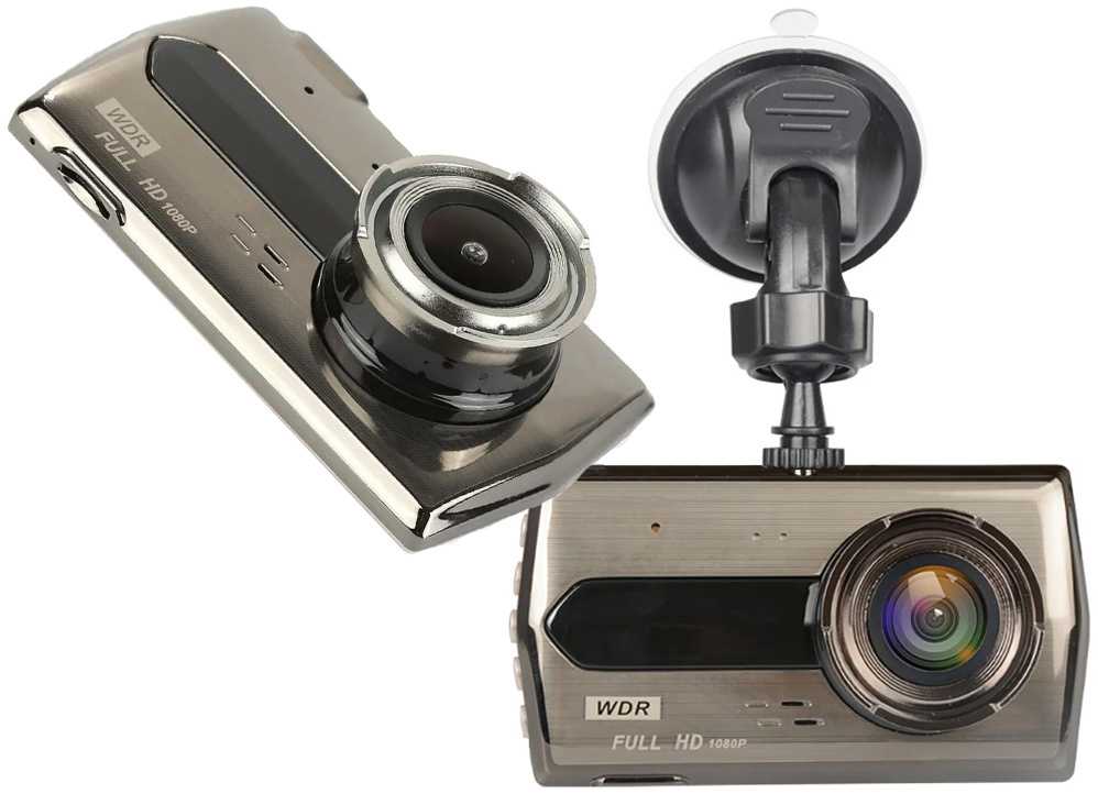 Vaizdo registratorius su LCD ekranu ir galinio vaizdo kamera