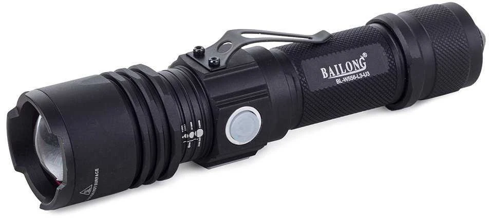 Žibintuvėlis Bailong W556 su CREE XM-L T6 dioda ir USB įkrovimu