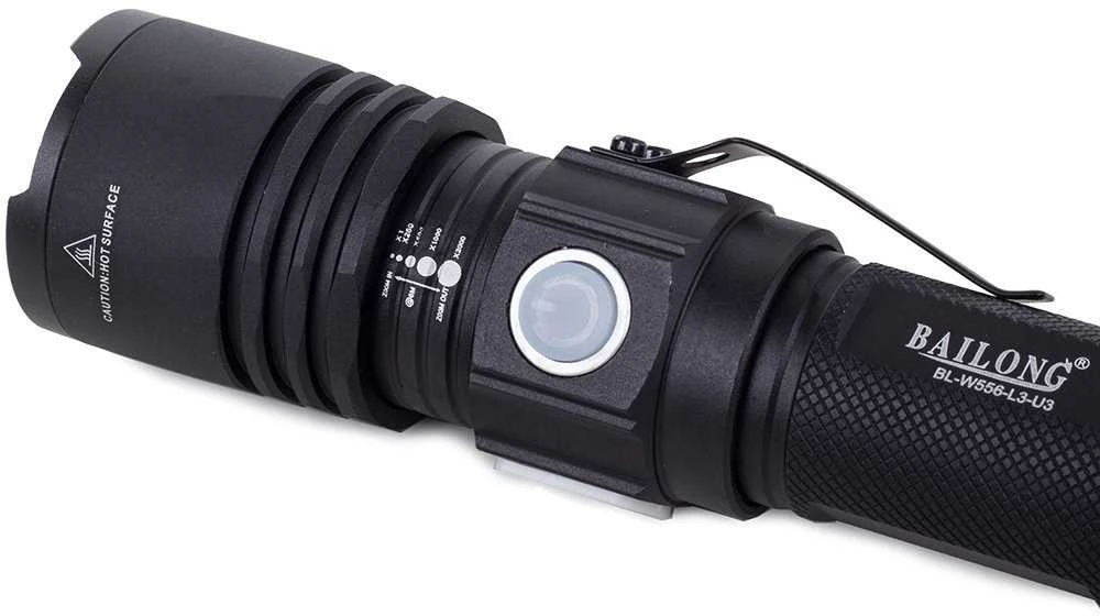Žibintuvėlis Bailong W556 su CREE XM-L T6 dioda ir USB įkrovimu