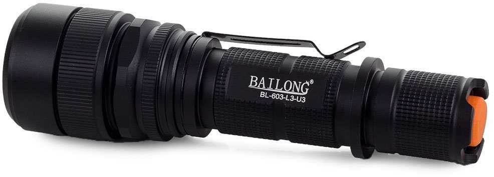 Žibintuvėlis Bailong 603 LED su CREE XM-L T6 dioda ir USB krovimu