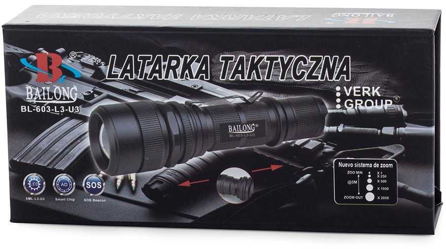 Žibintuvėlis Bailong 603 LED su CREE XM-L T6 dioda ir USB krovimu