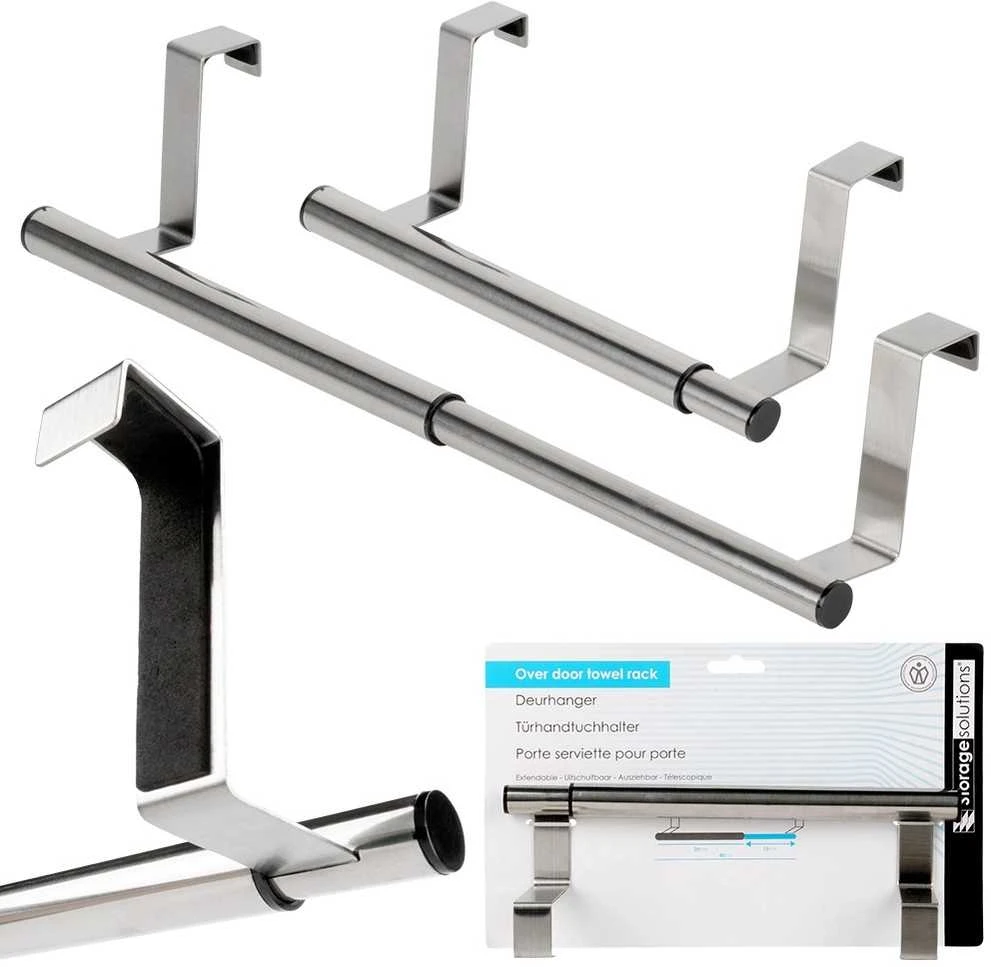 Bathroom Solutions Virtuvės rankšluosčių laikiklis, 25-40 cm, reguliuojamas, nerūdijančio plieno