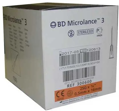 BD Microlance Adatos 0,5mm x 16mm 100 Vnt.