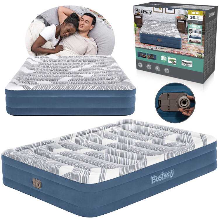 „Bestway 2“ asmens patogus karalienės čiužinys 203x152x36cm įmontuotas siurblys 6712y
