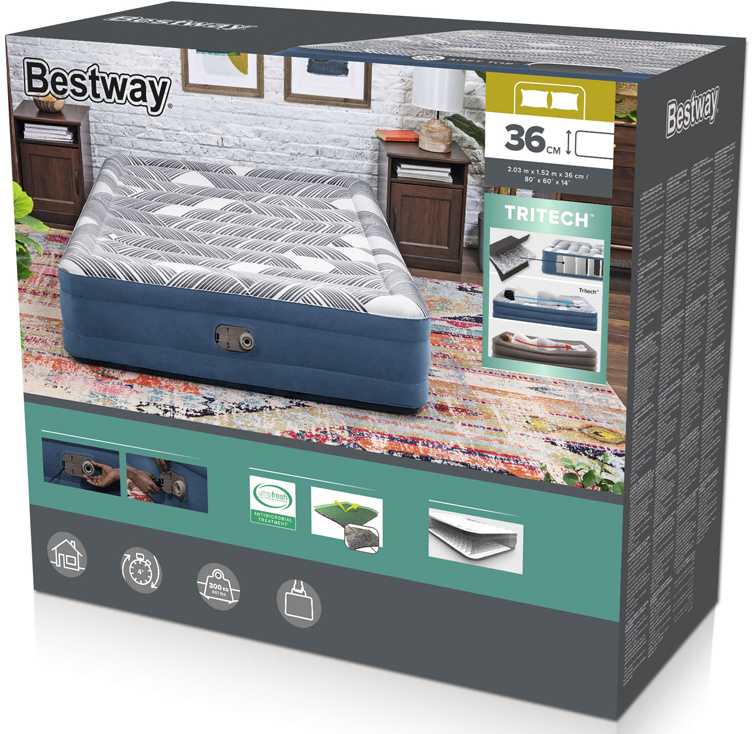 „Bestway 2“ asmens patogus karalienės čiužinys 203x152x36cm įmontuotas siurblys 6712y