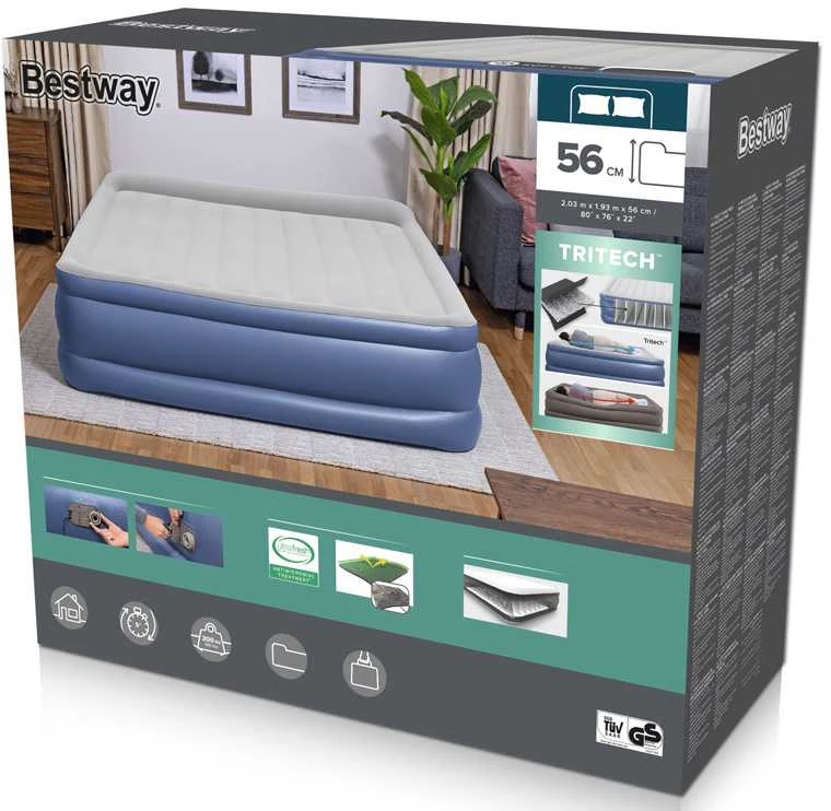 "Bestway 2" OS čiužinys Integruotas siurblys Tritech Air 203x193x56cm King 67692